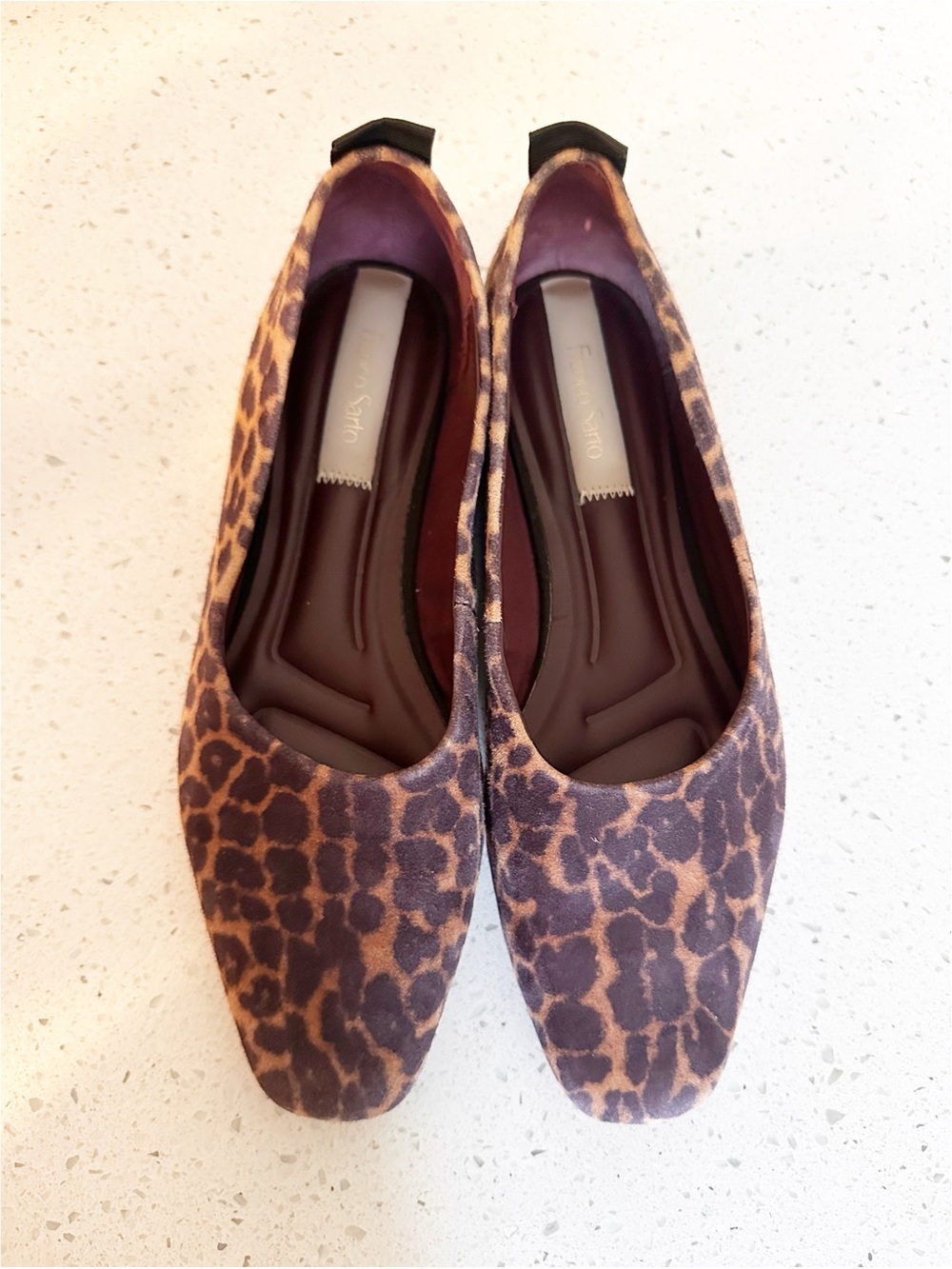Franco Sarto Vana Leopard Animal Print Ballet Flats Size 8.5M Leather Slip On